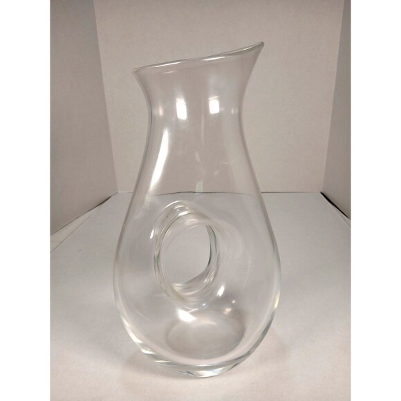 VTG Bormioli Rocco 50oz Clear Glass Pitcher Hand Blown Donut Hole Carafe - Picture 2 of 4